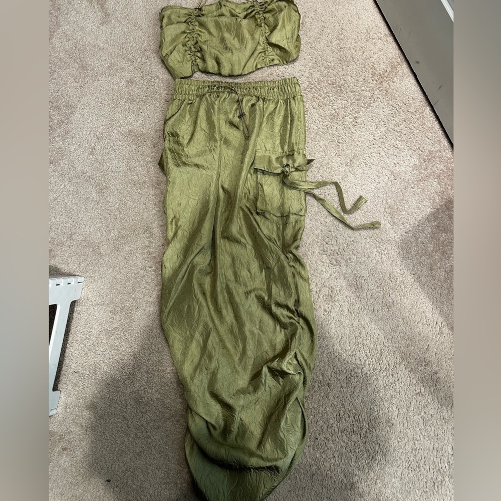 Olive Green Cargo Jogger Pants